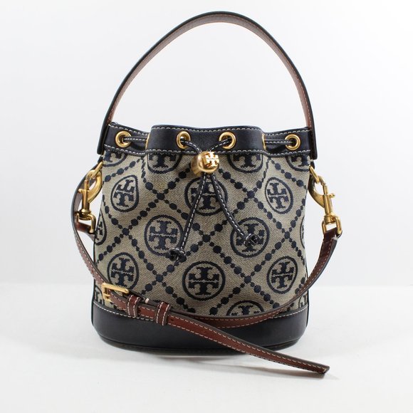 Tory Burch Handbags - Tory Burch T Monogram Jacquard Bucket Bag - Navy Blue